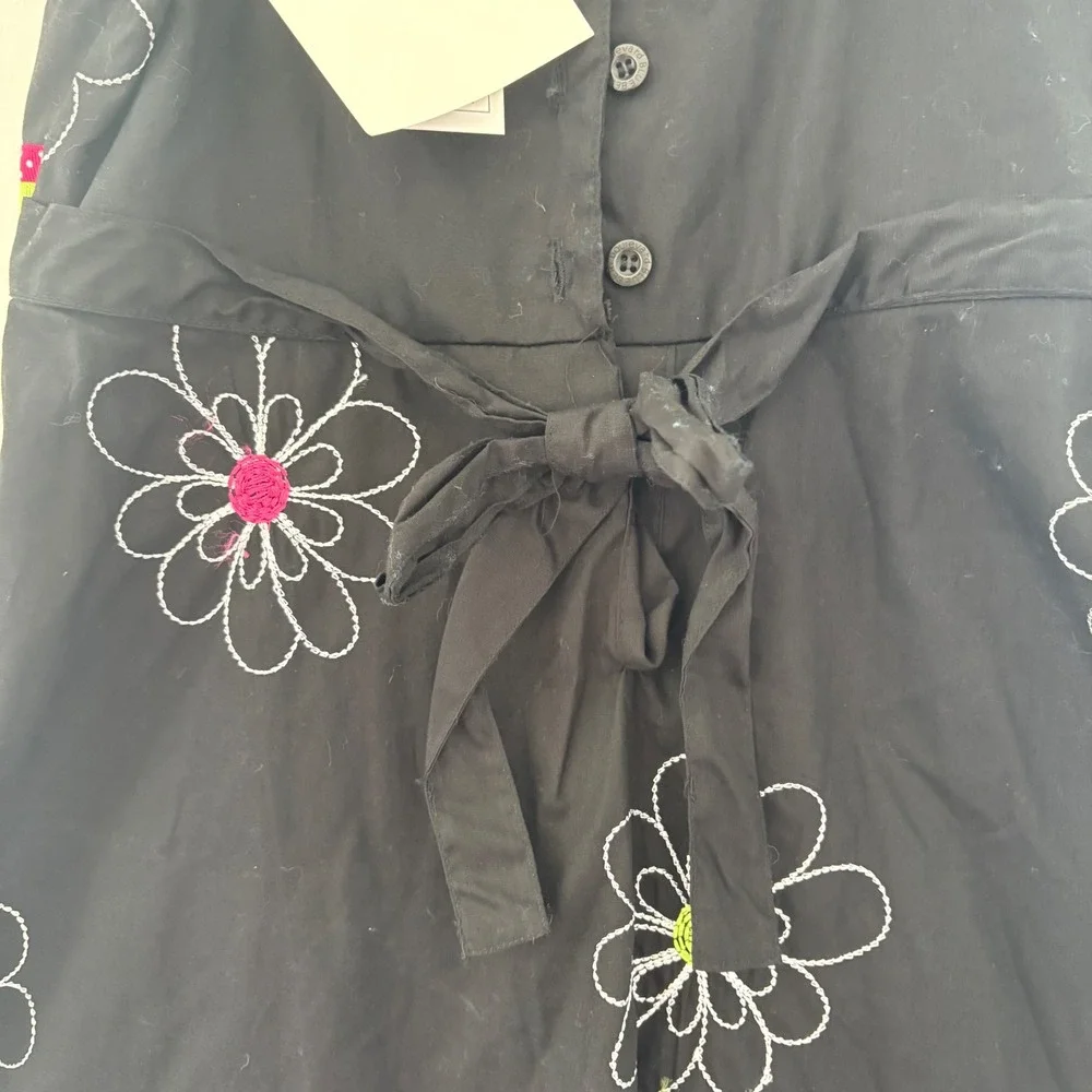 Blueberi Boulevard Girls 8 NWT Black,  Flowers, Polka Dots, Ribbon‎ & Embroidery